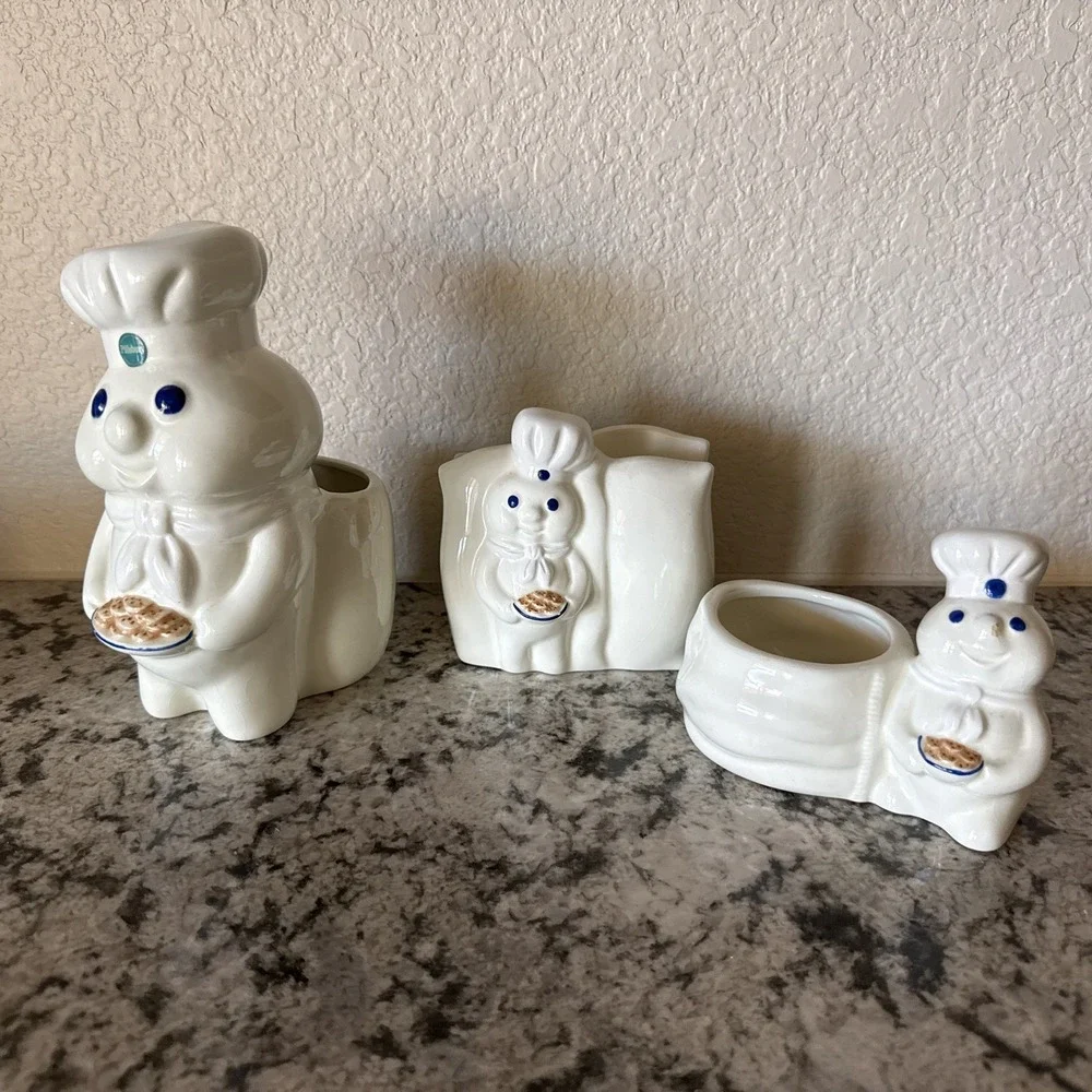 Vintage 1997 Pillsbury Doughboy Ceramic Set Holder,  Napkin Holder  *READ*
